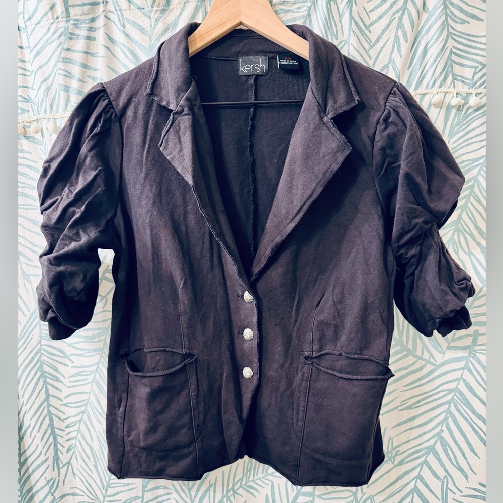 Black Puff Sleeve Blazer